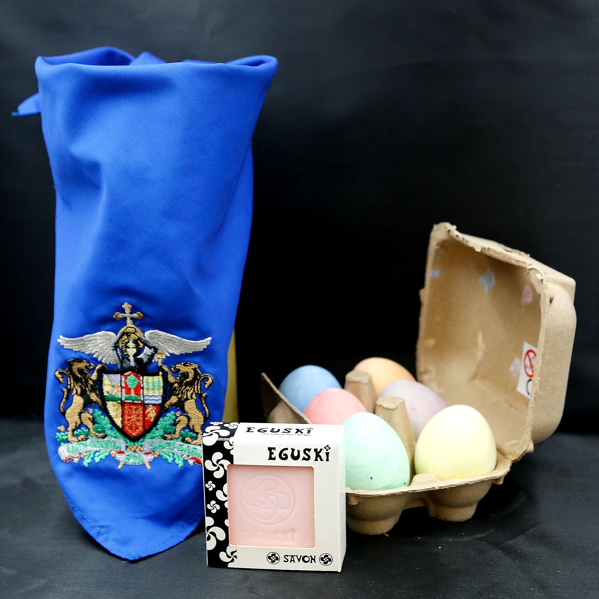 lote pañuelo azul jabon tizas colores