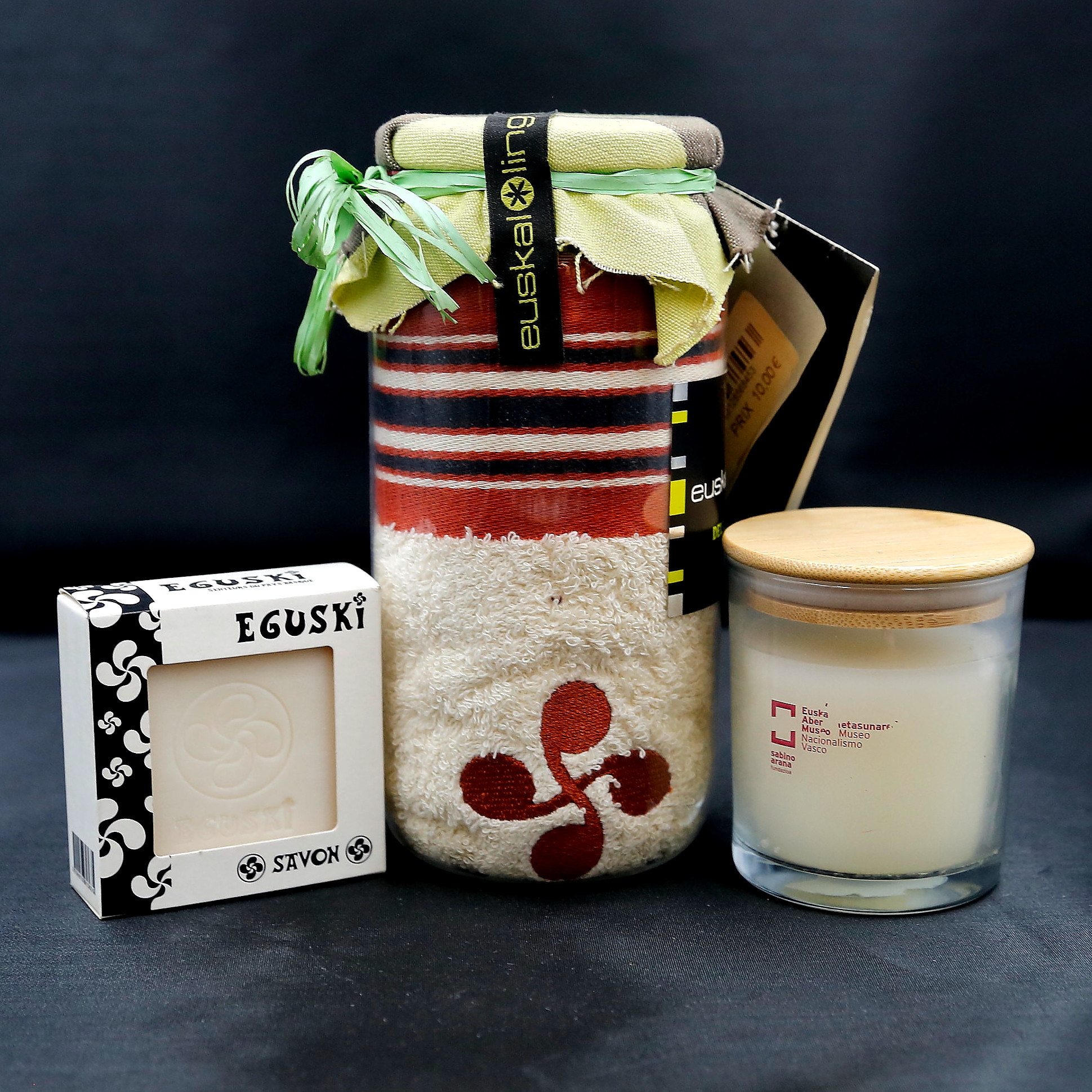 lote vela trapo beige jabon